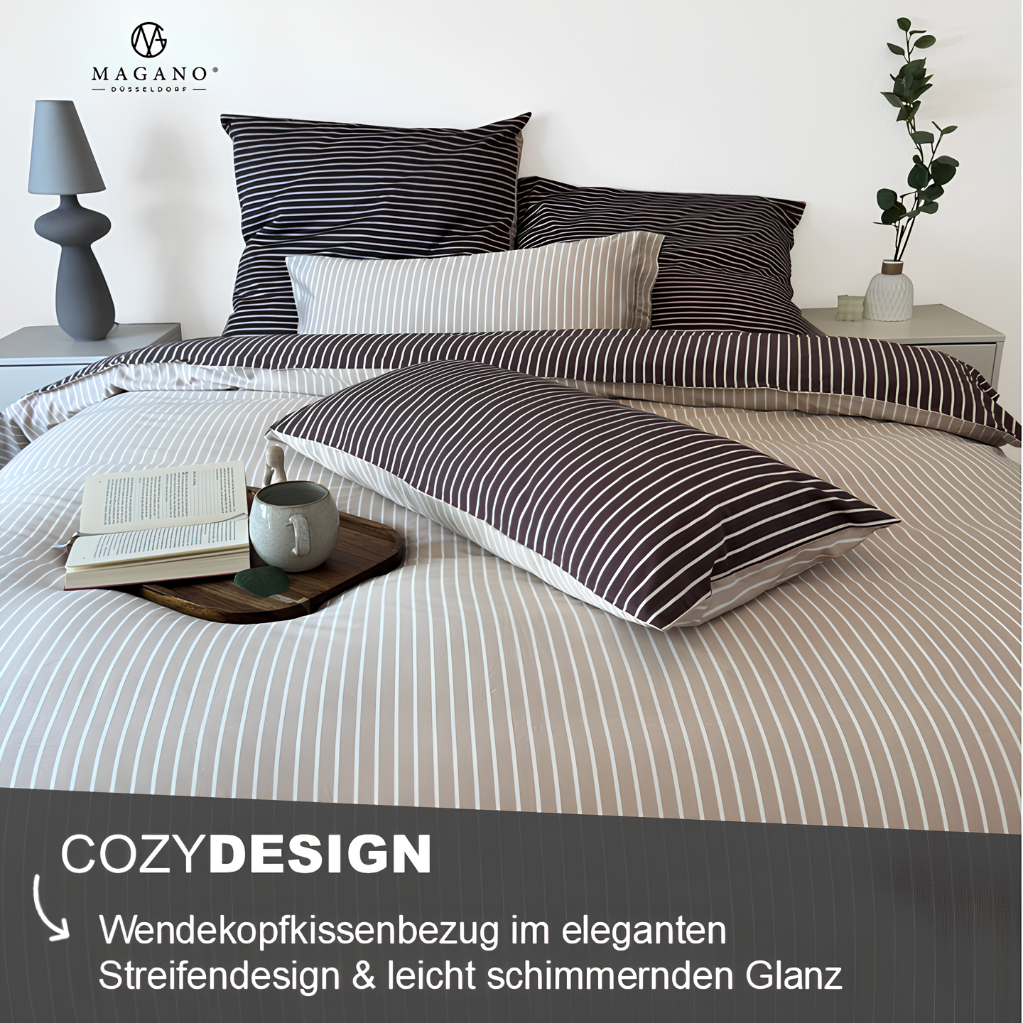 Luxus Wendebettwäsche | Streifendesign | Bambus & Baumwolle