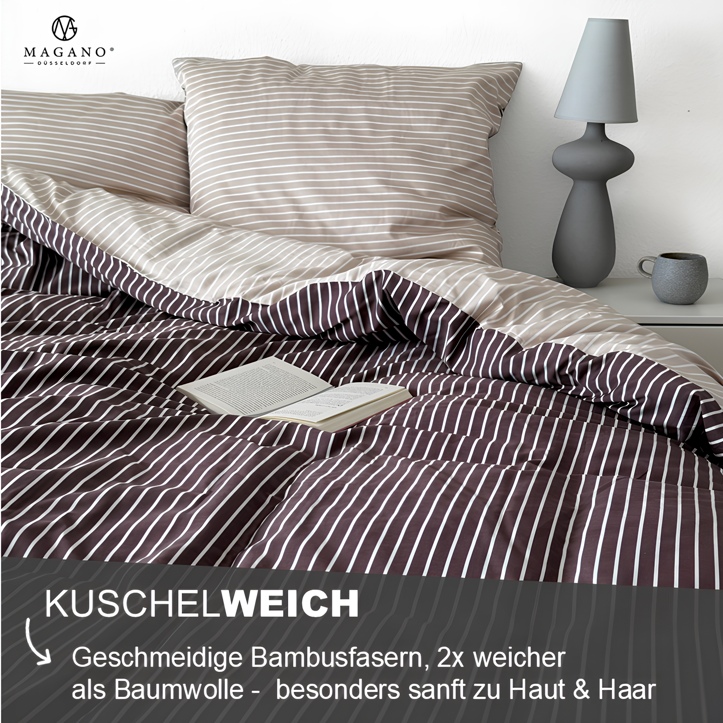 Luxus Streifen Spannbettlaken | Bambus & Baumwolle