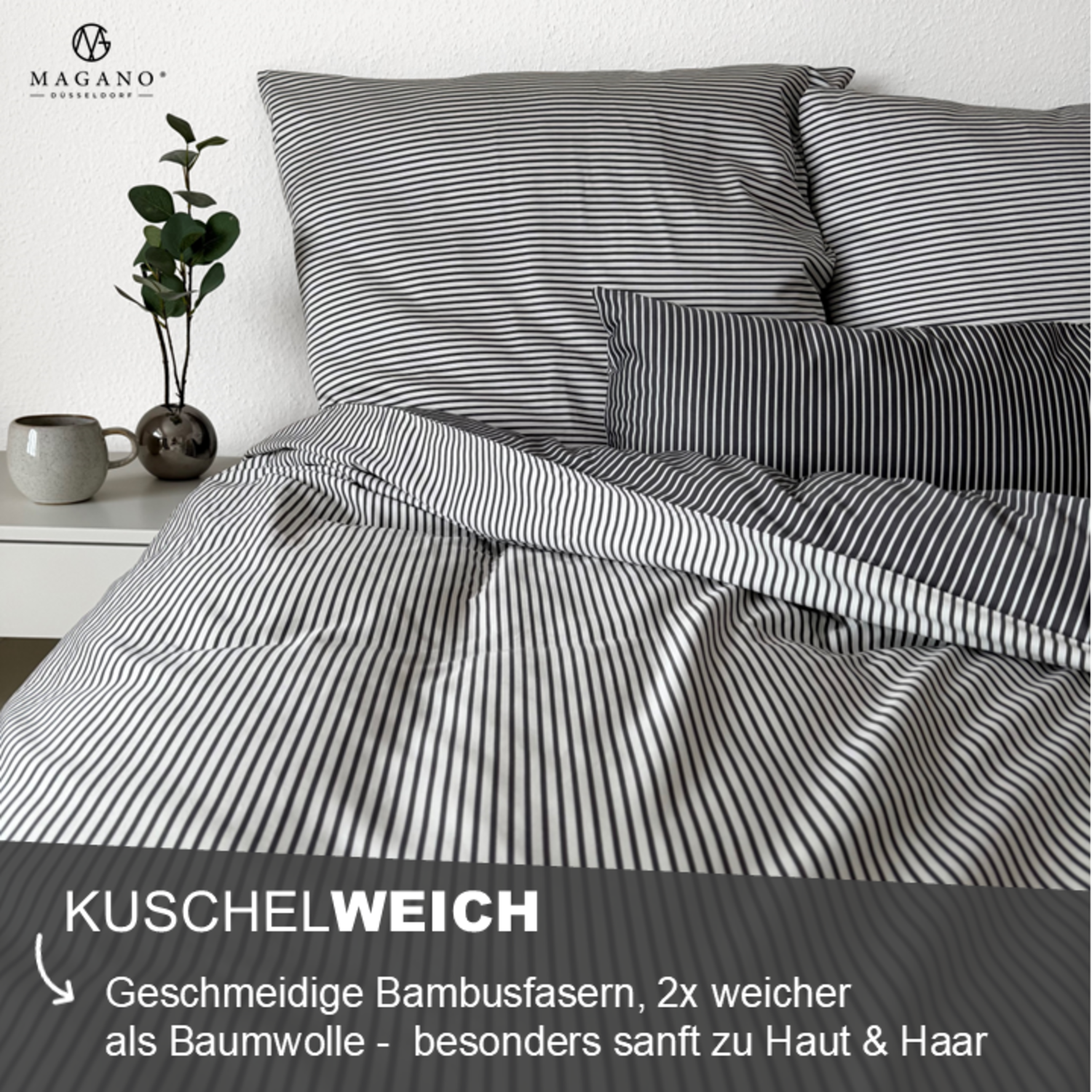 Luxus Streifen Spannbettlaken | Bambus & Baumwolle