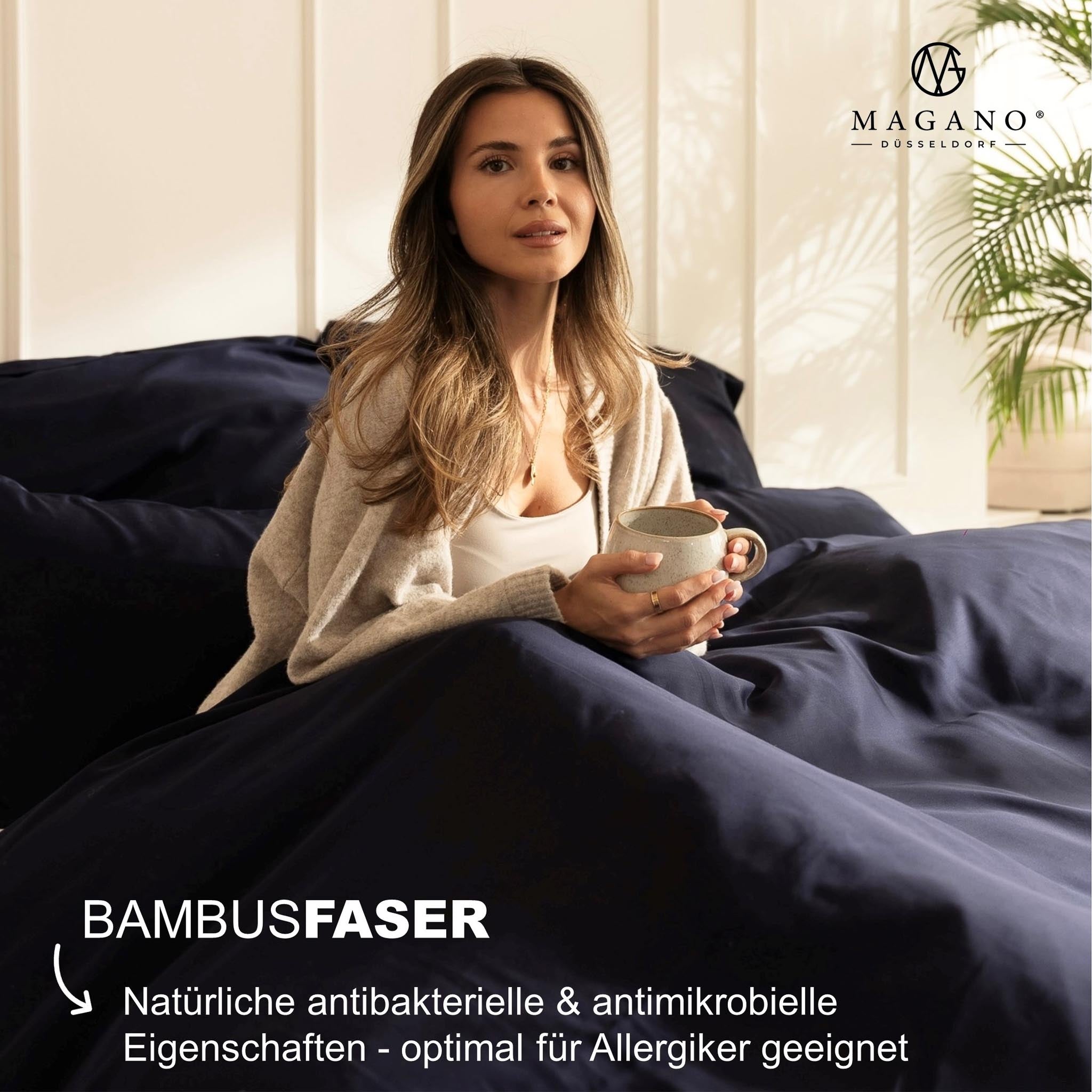 Luxus Bettwäsche Bambus Baumwolle Satin Hypoallergen Blau