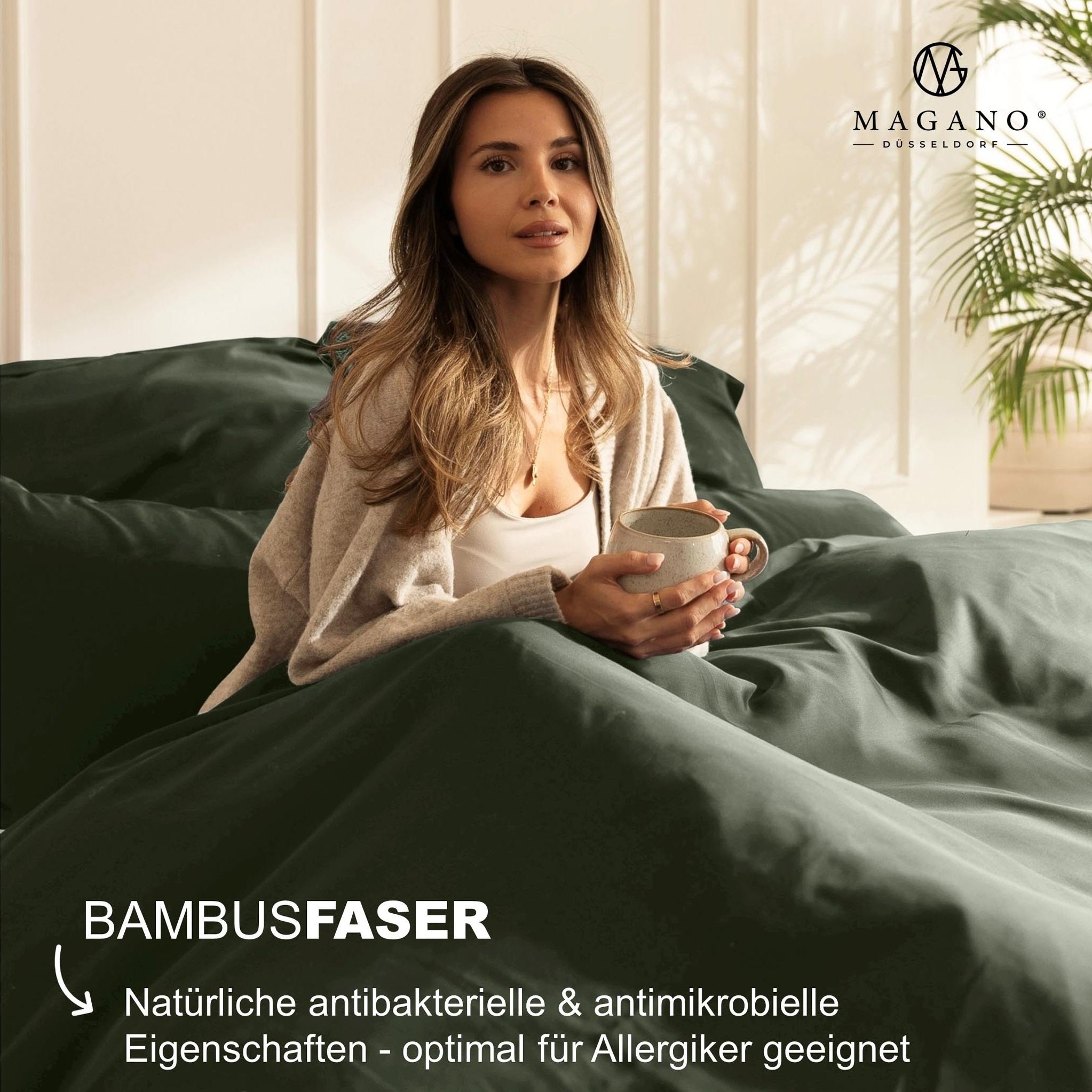 Luxus Bettwäsche Bambus Baumwolle Satin Hypollergen grün