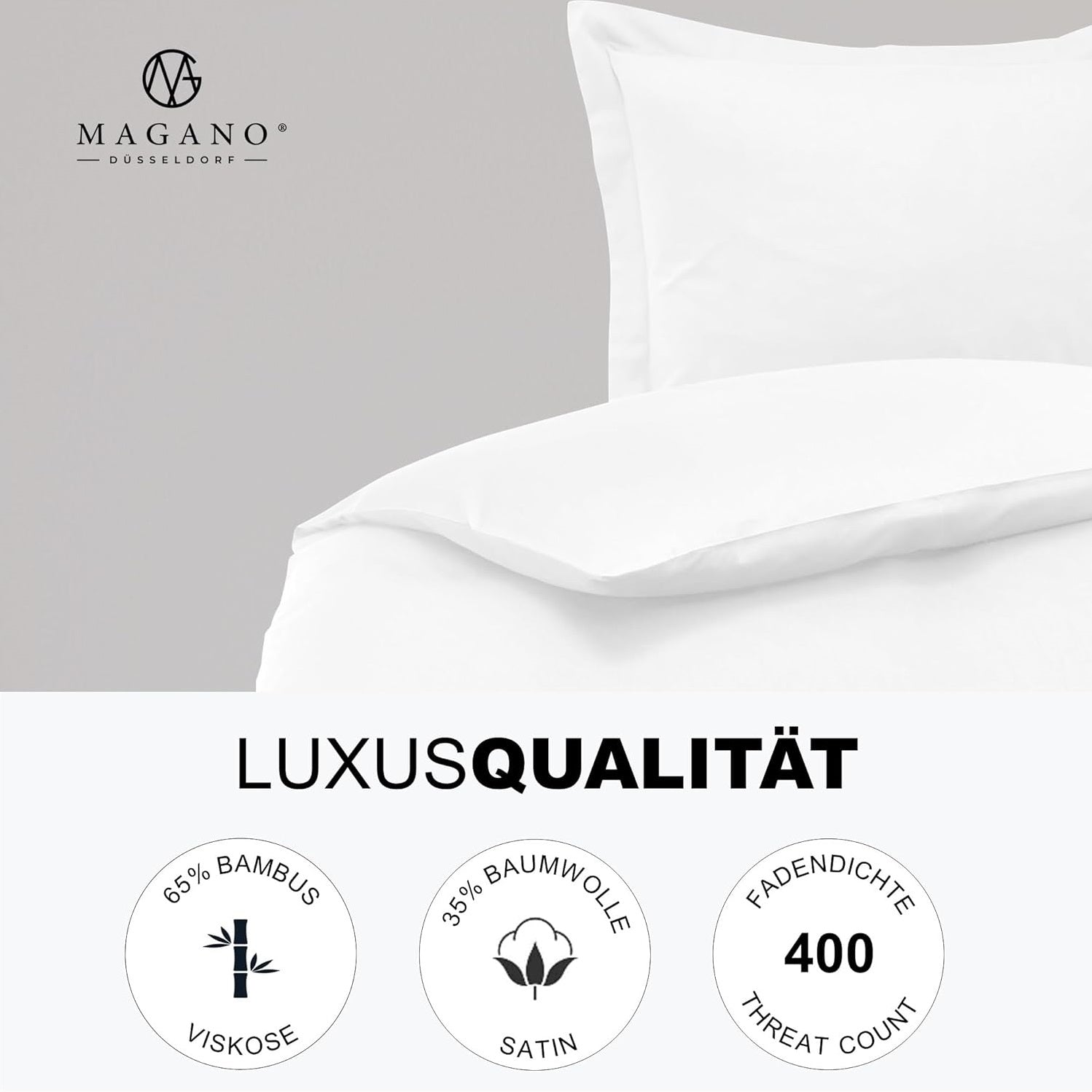 Luxus Bettwäsche Bambus Baumwolle Satin Luxusqualität weiss