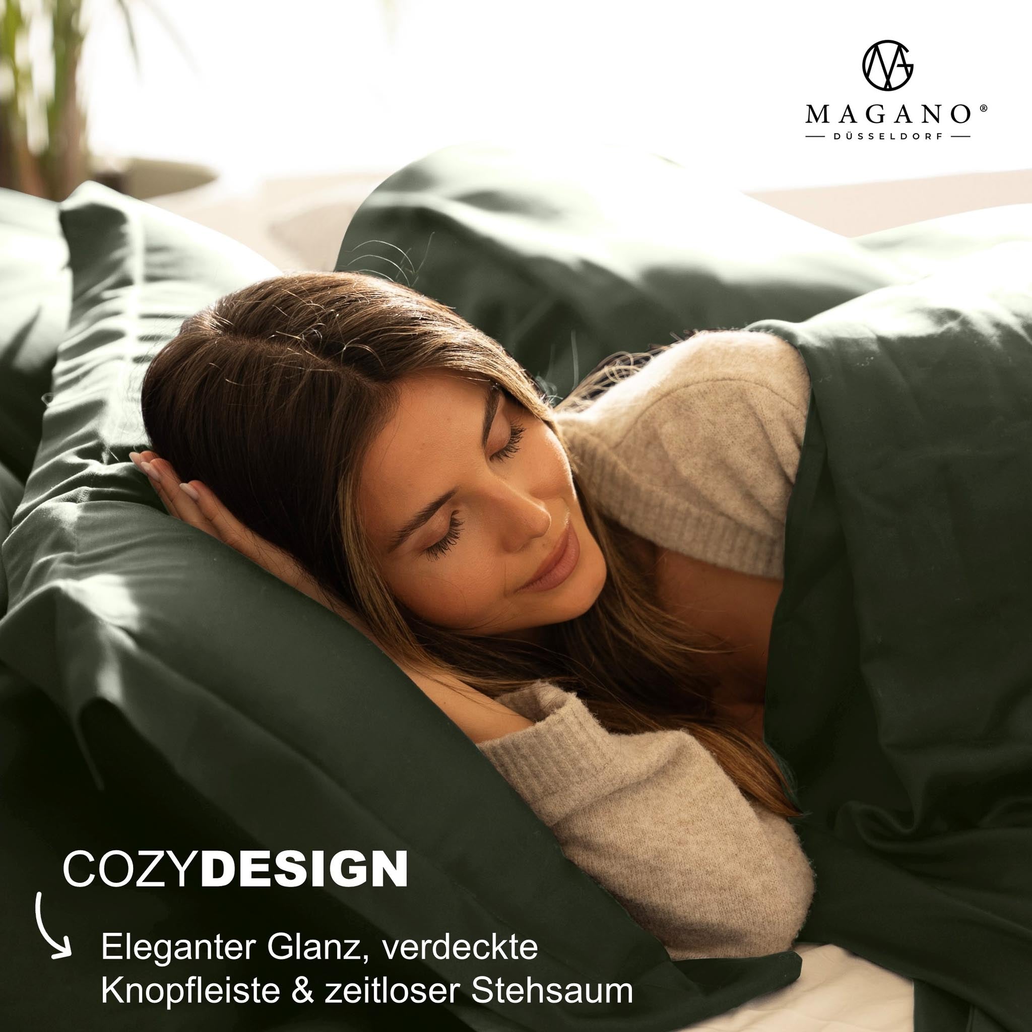 Luxus Bettwäsche Bambus Baumwolle Satin design grün