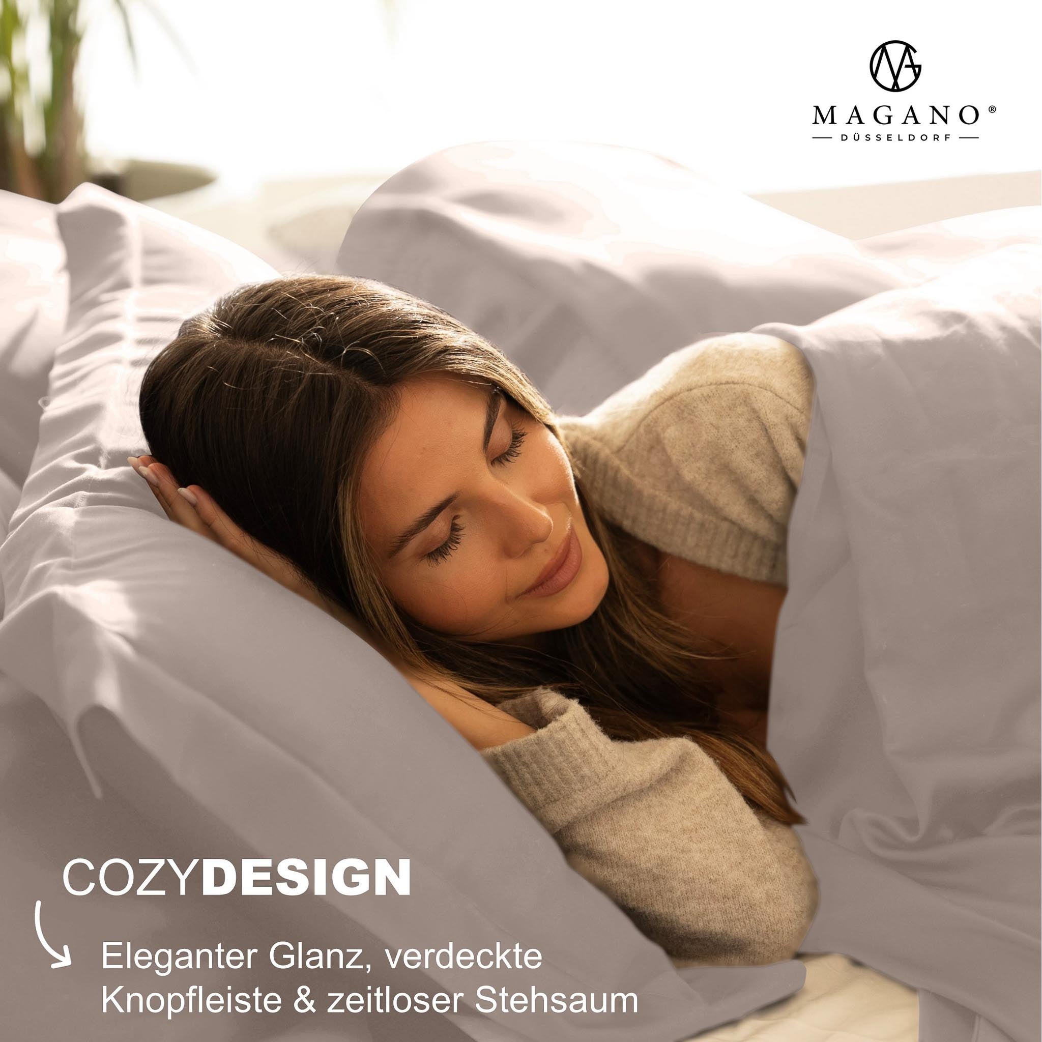 Luxus Bettwäsche Bambus Baumwolle Satin design taupe