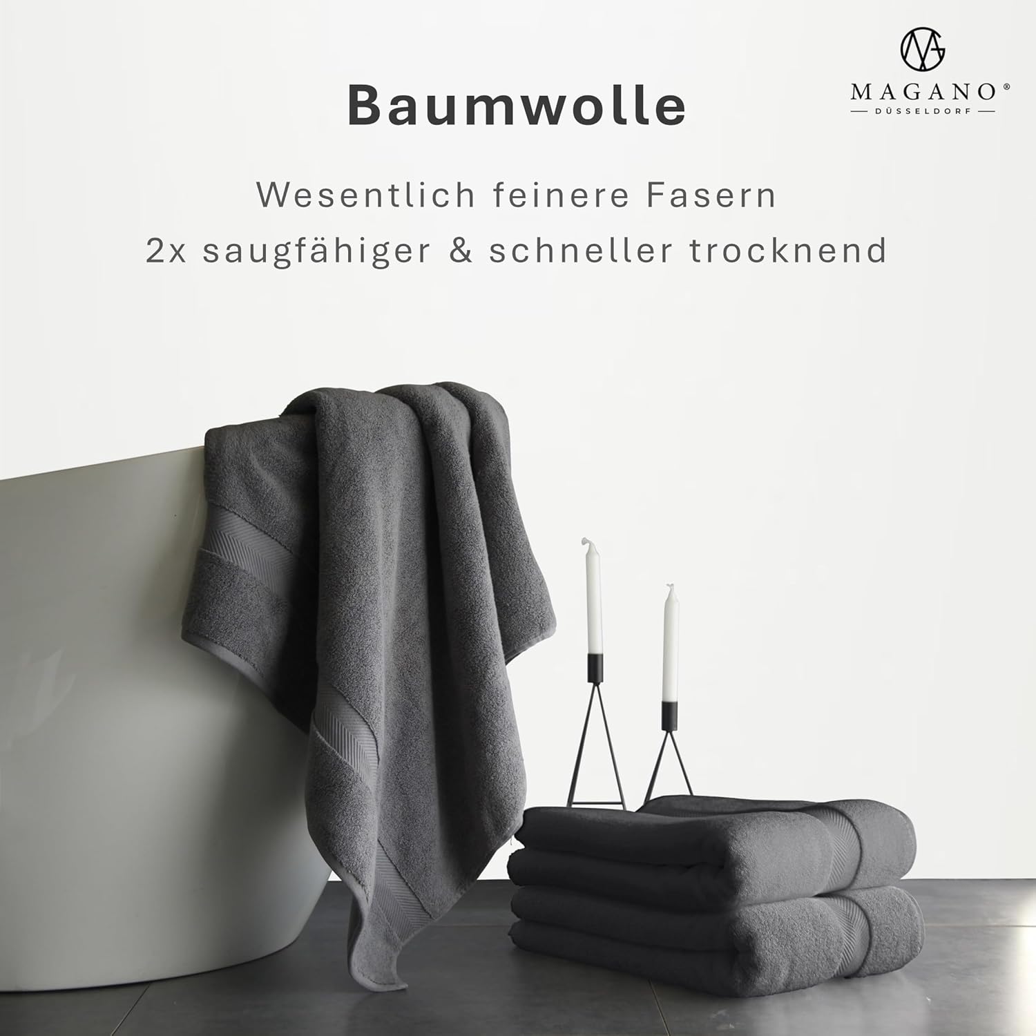 Luxus Duschhandtücher Bambus Baumwolle grau schnell trocknend