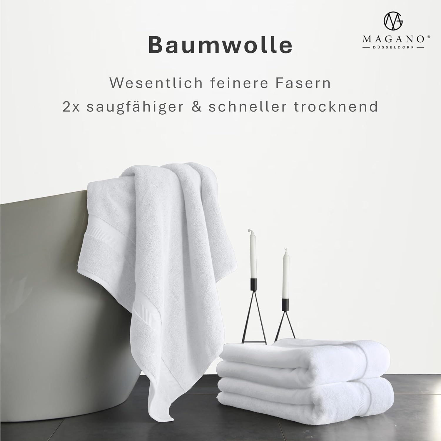 Luxus Duschhandtücher Bambus Baumwolle weiss schnell trocknend