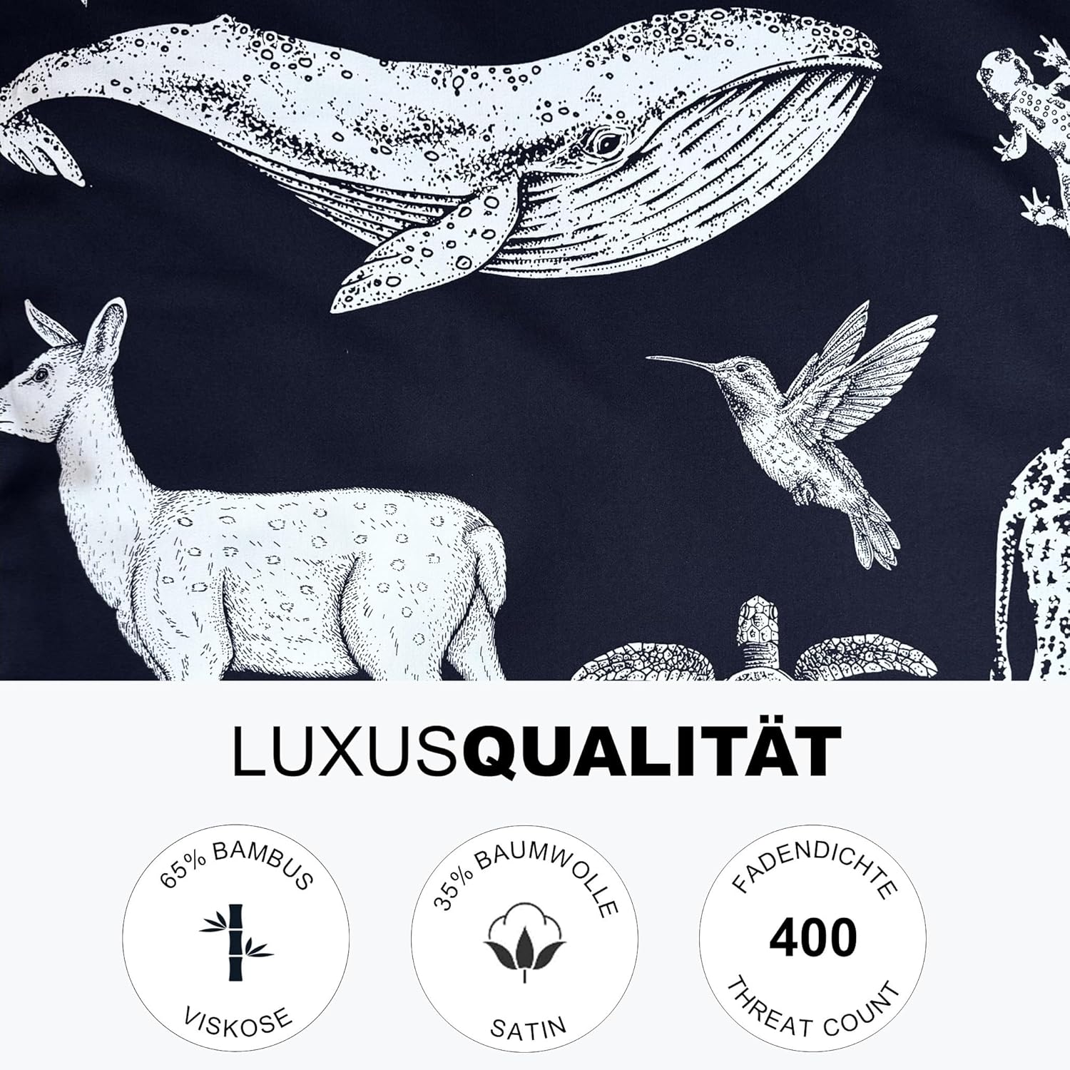 Luxus Kinderbettwäsche Bambus Baumwolle Satin Blau Luxusqualität