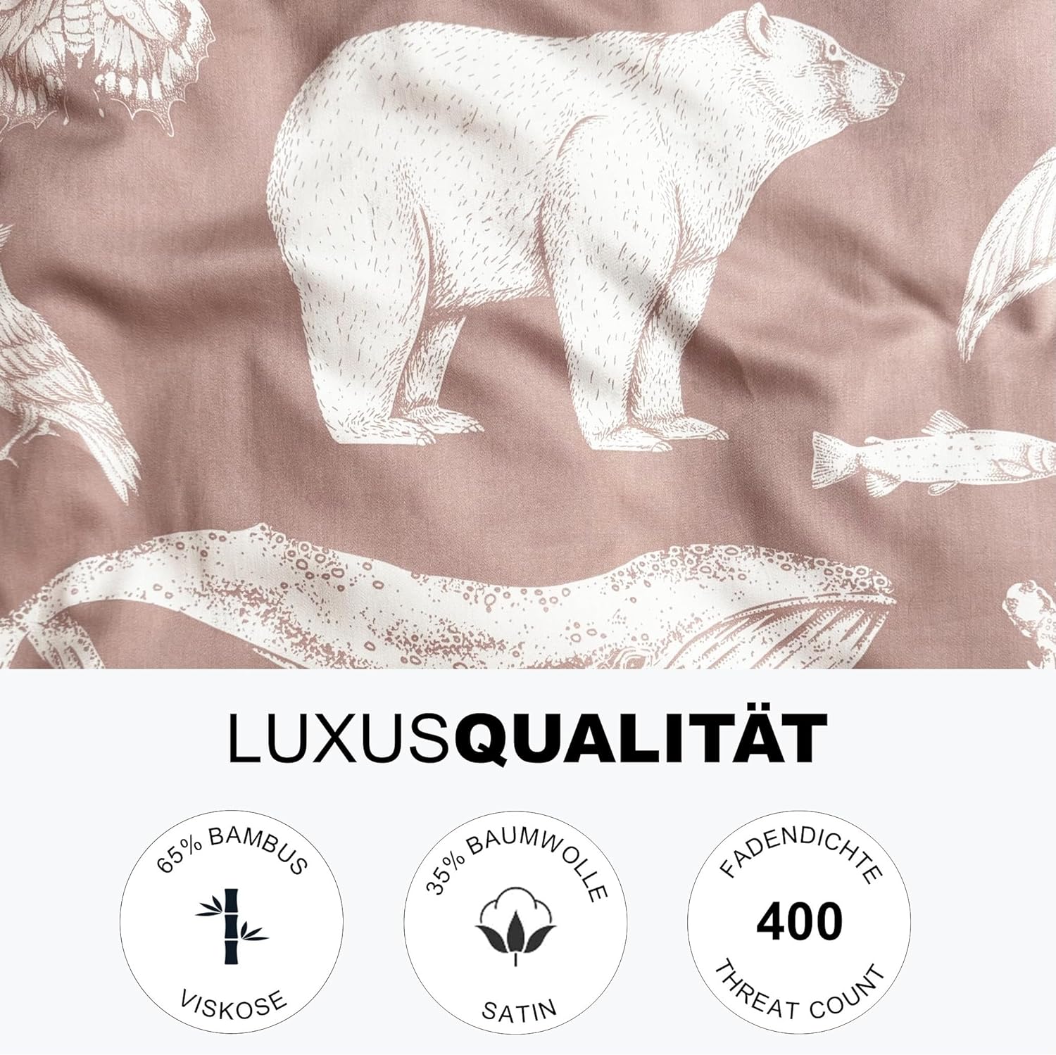 Luxus Kinderbettwäsche Bambus Baumwolle Satin rosa Luxusqualität