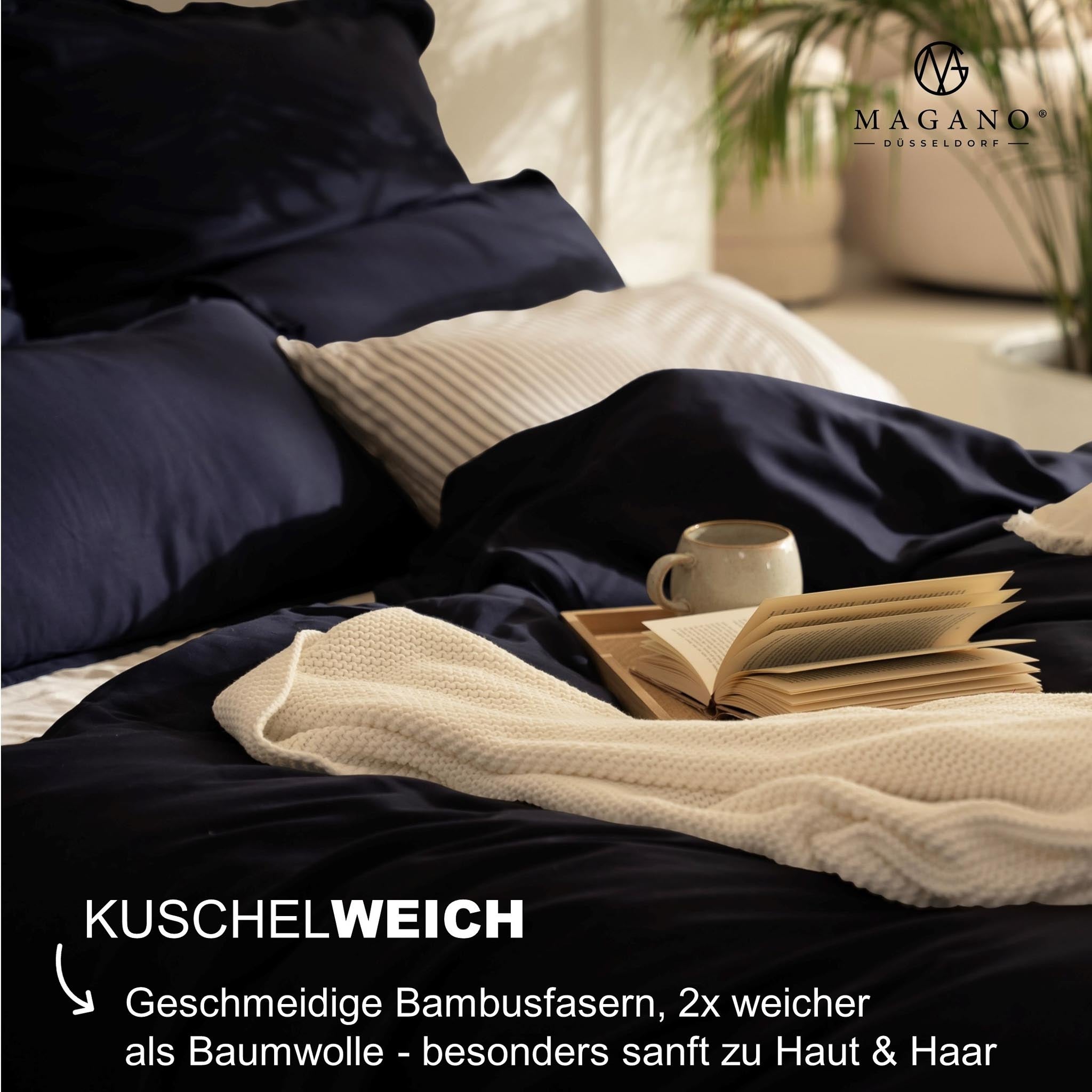 Luxus Spannbettlaken Bambus Baumwolle Satin Blau weich
