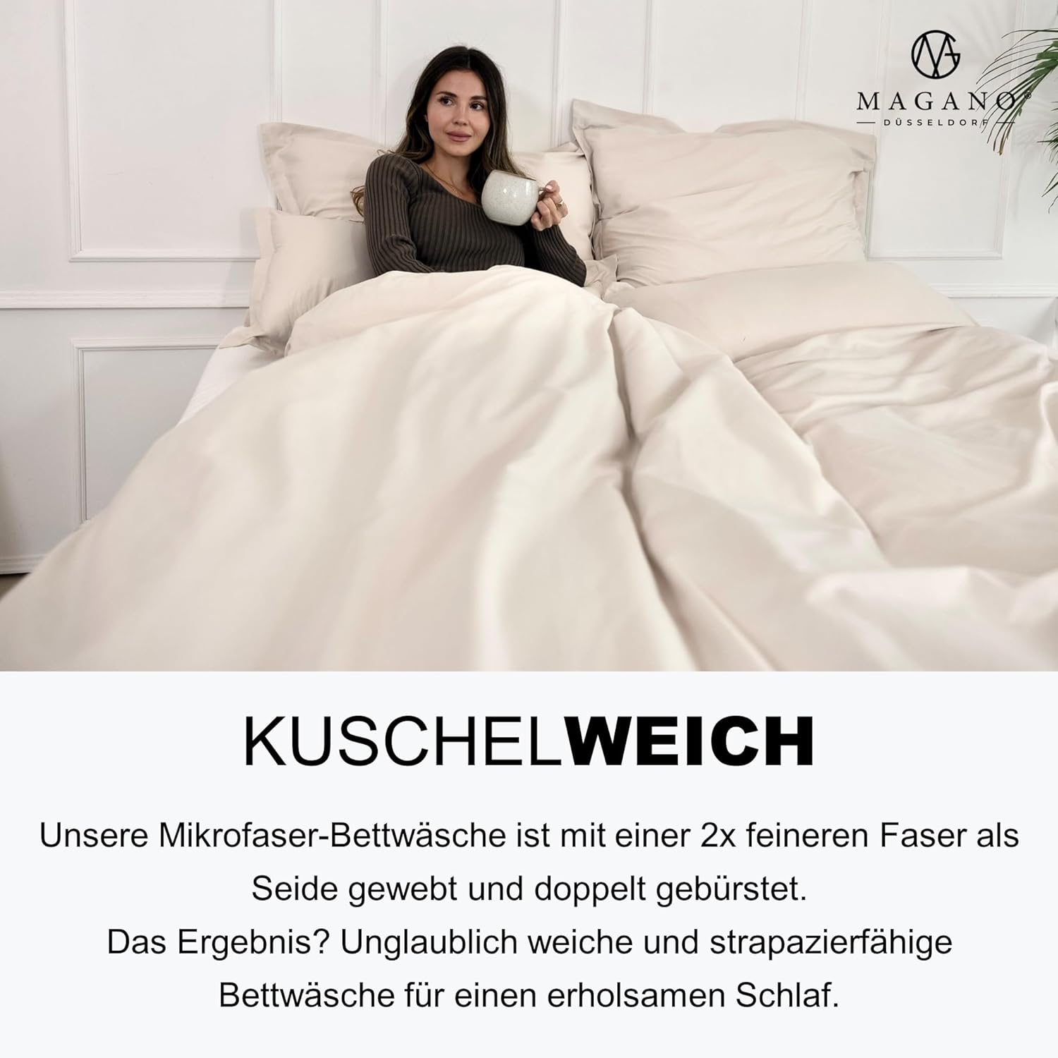 Premium Bettwäsche Mikrofaser Beige weich