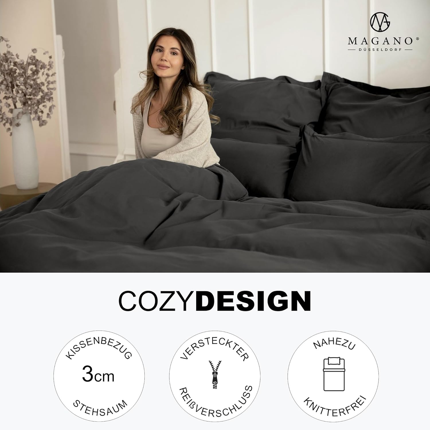 Premium Bettwäsche Mikrofaser grau design