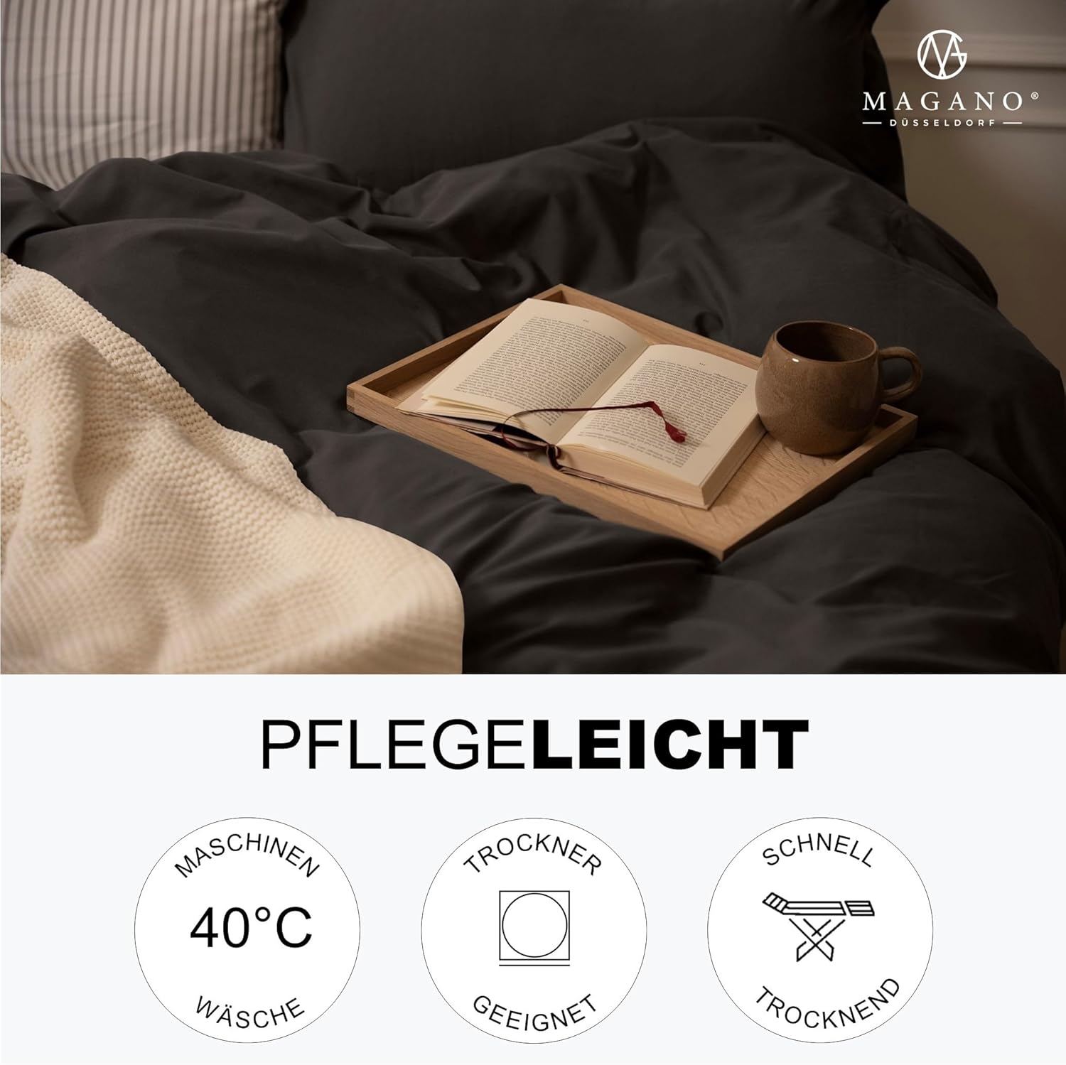 Premium Bettwäsche Mikrofaser grau pflegeleicht