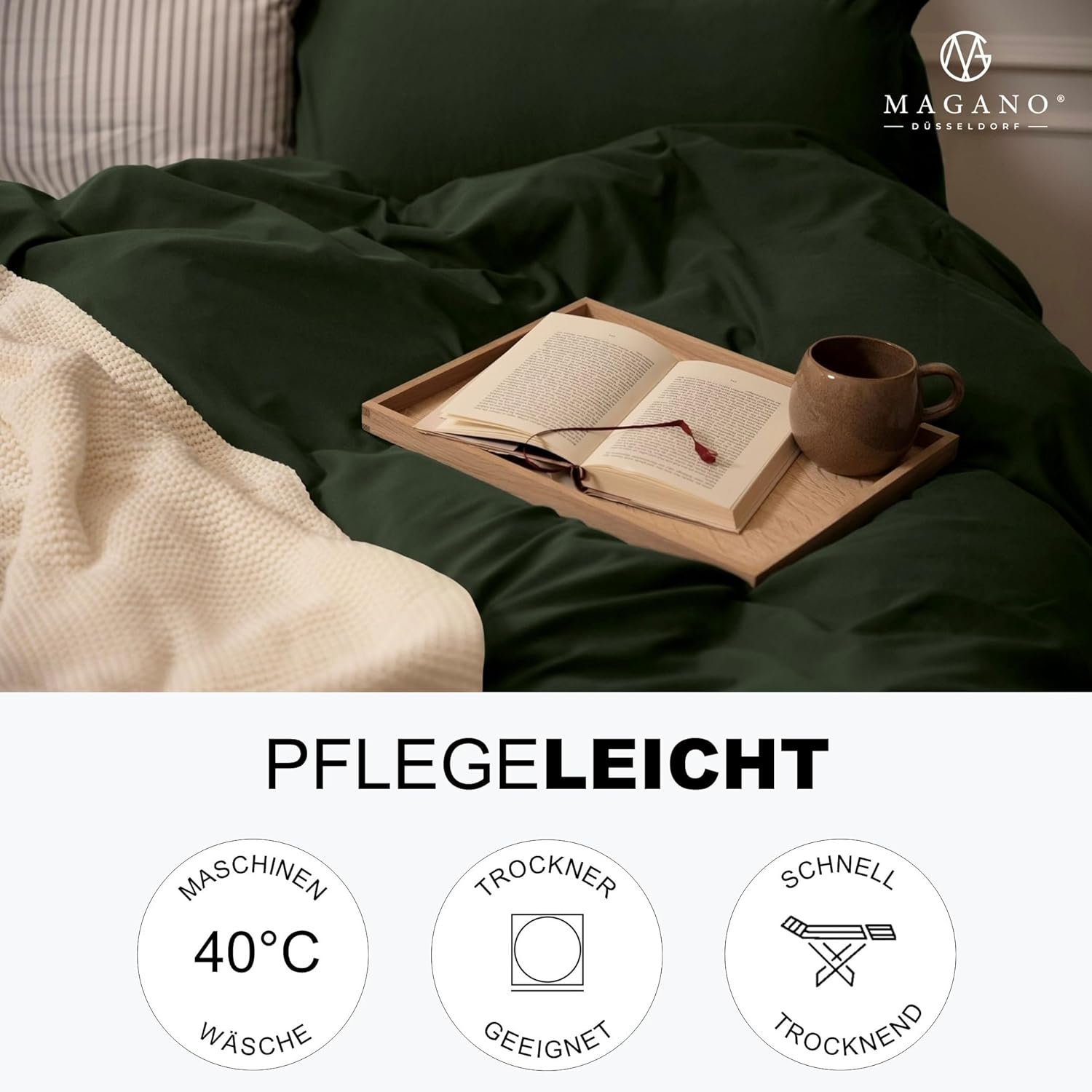 Premium Bettwäsche Mikrofaser grün pflegeleicht