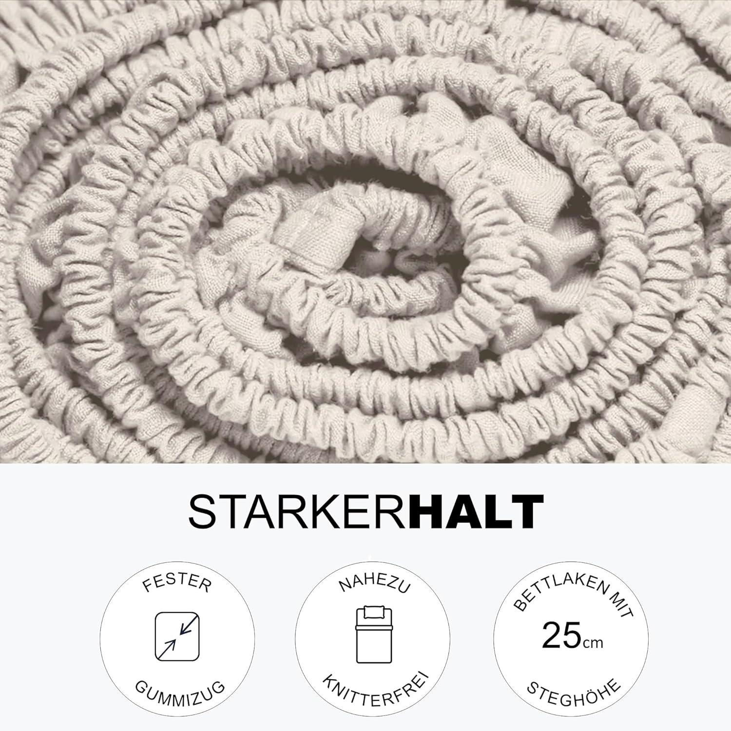 Premium Spannbettlaken Mikrofaser Beige bügelfrei