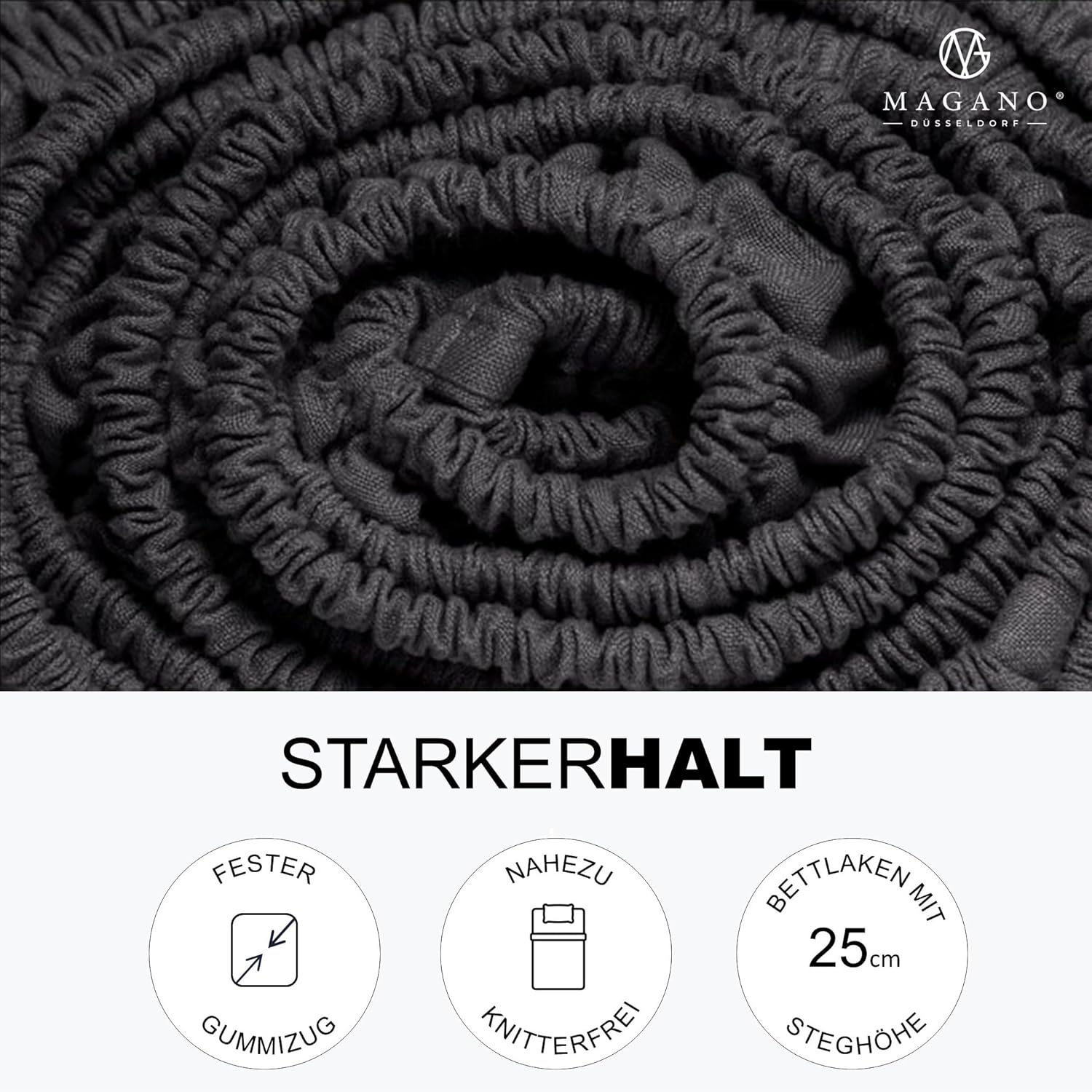 Premium Spannbettlaken Mikrofaser grau bügelfrei