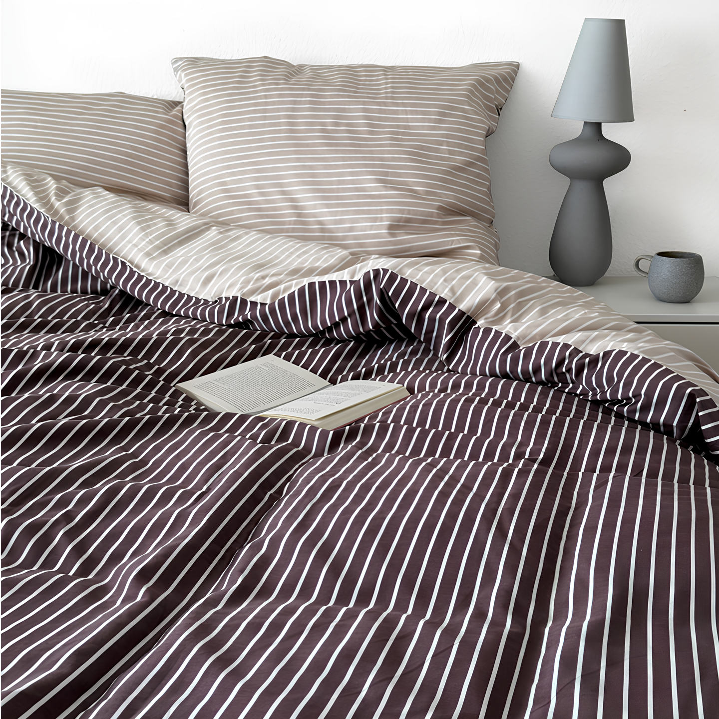 Luxus Wendebettwäsche | Streifendesign | Bambus & Baumwolle