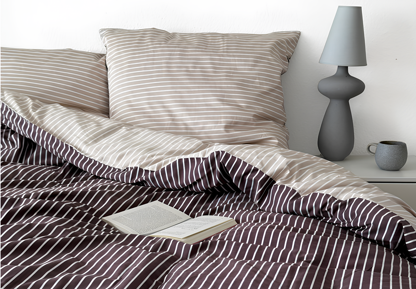 Luxus Wendebettwäsche | Streifendesign | Bambus & Baumwolle