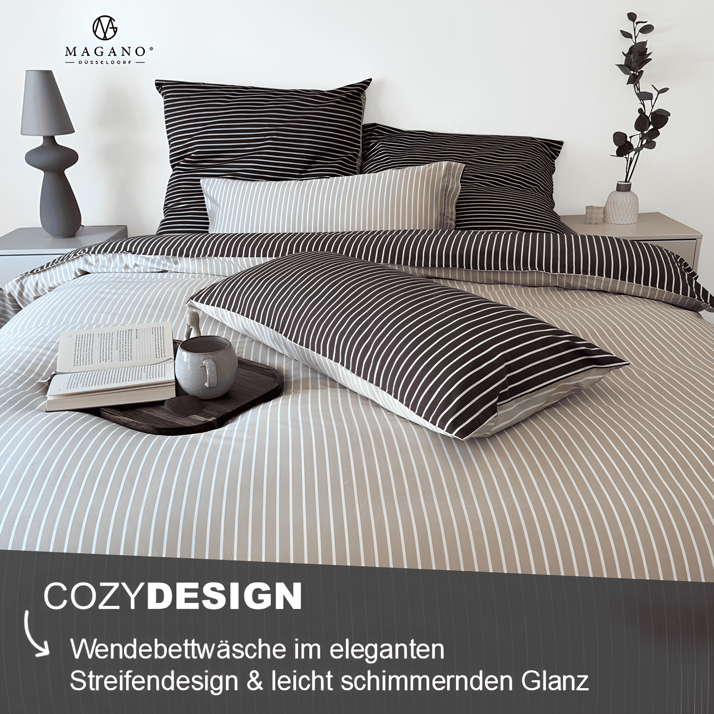 Luxus Wendebettwäsche | Streifendesign | Bambus & Baumwolle