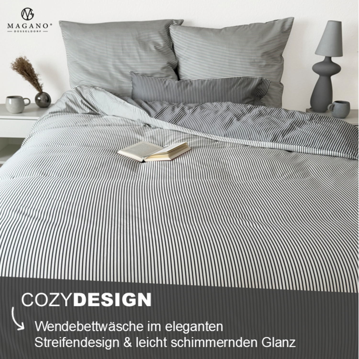 Luxus Wendebettwäsche | Streifendesign | Bambus & Baumwolle