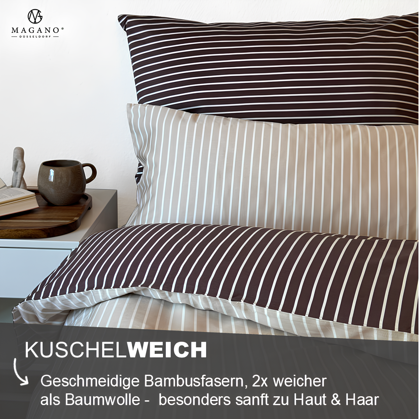 Luxus Wendebettwäsche | Streifendesign | Bambus & Baumwolle