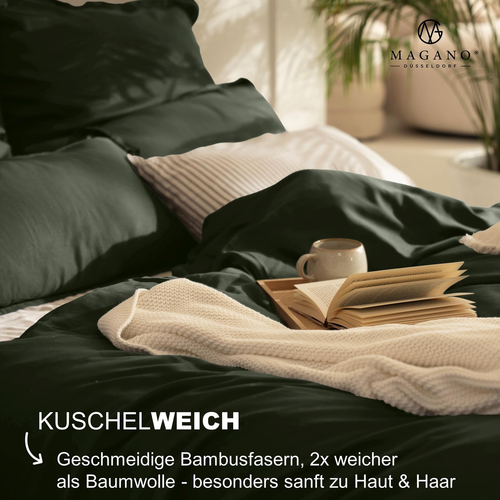 Luxus Bettwäsche Bambus Baumwolle Satin super weich grün
