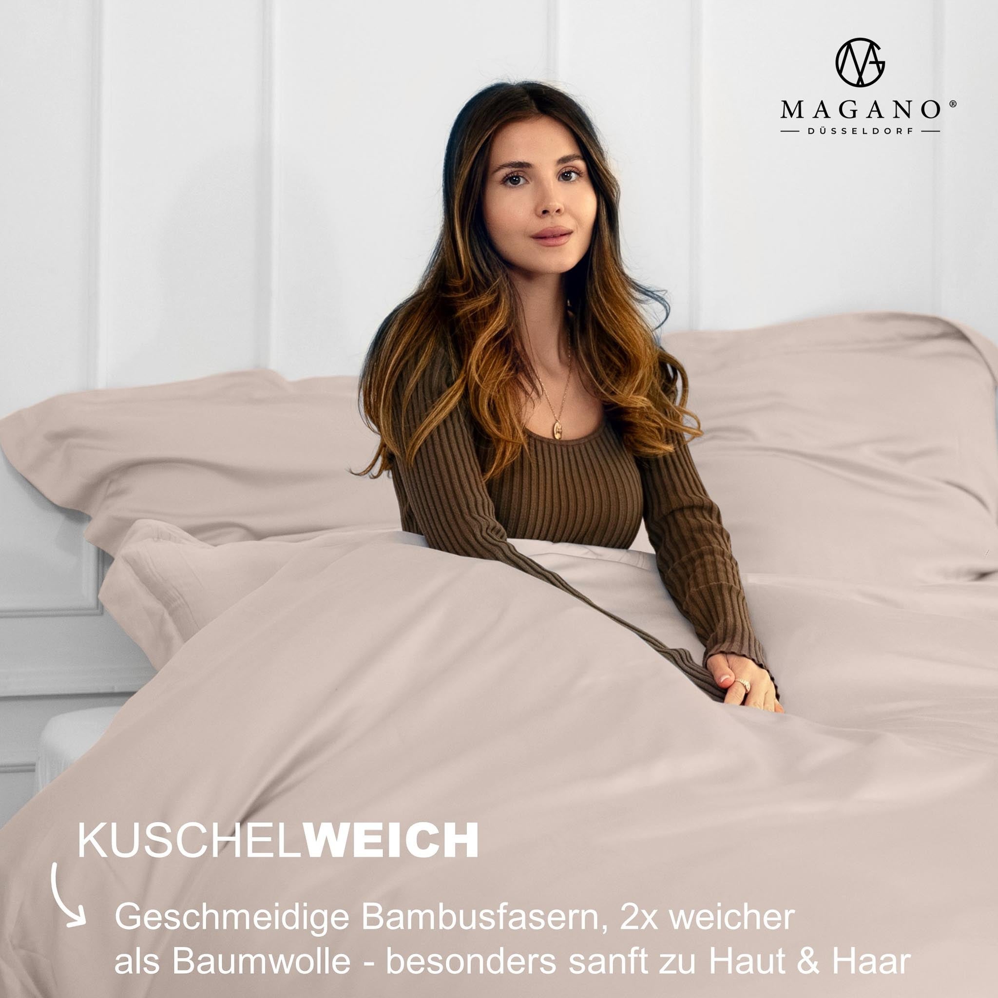 Luxus Bettwäsche Bambus Baumwolle Satin ultra weich taupe