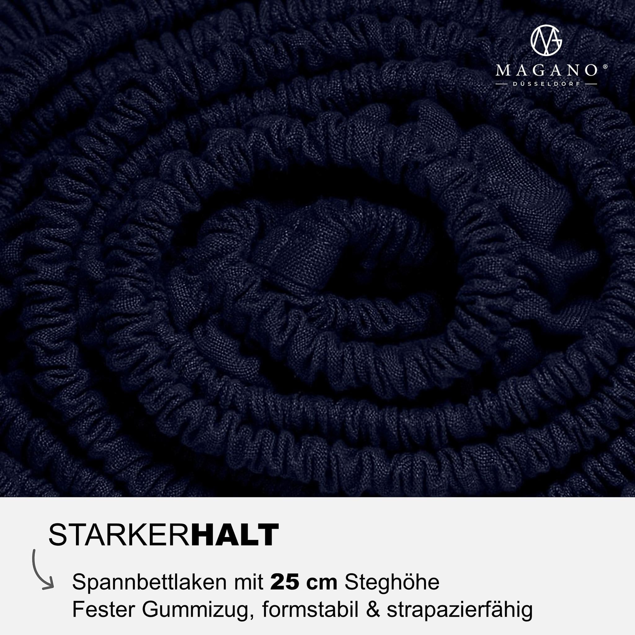 Luxus Spannbettlaken Bambus Baumwolle Satin Blau 25cm Steghöhe