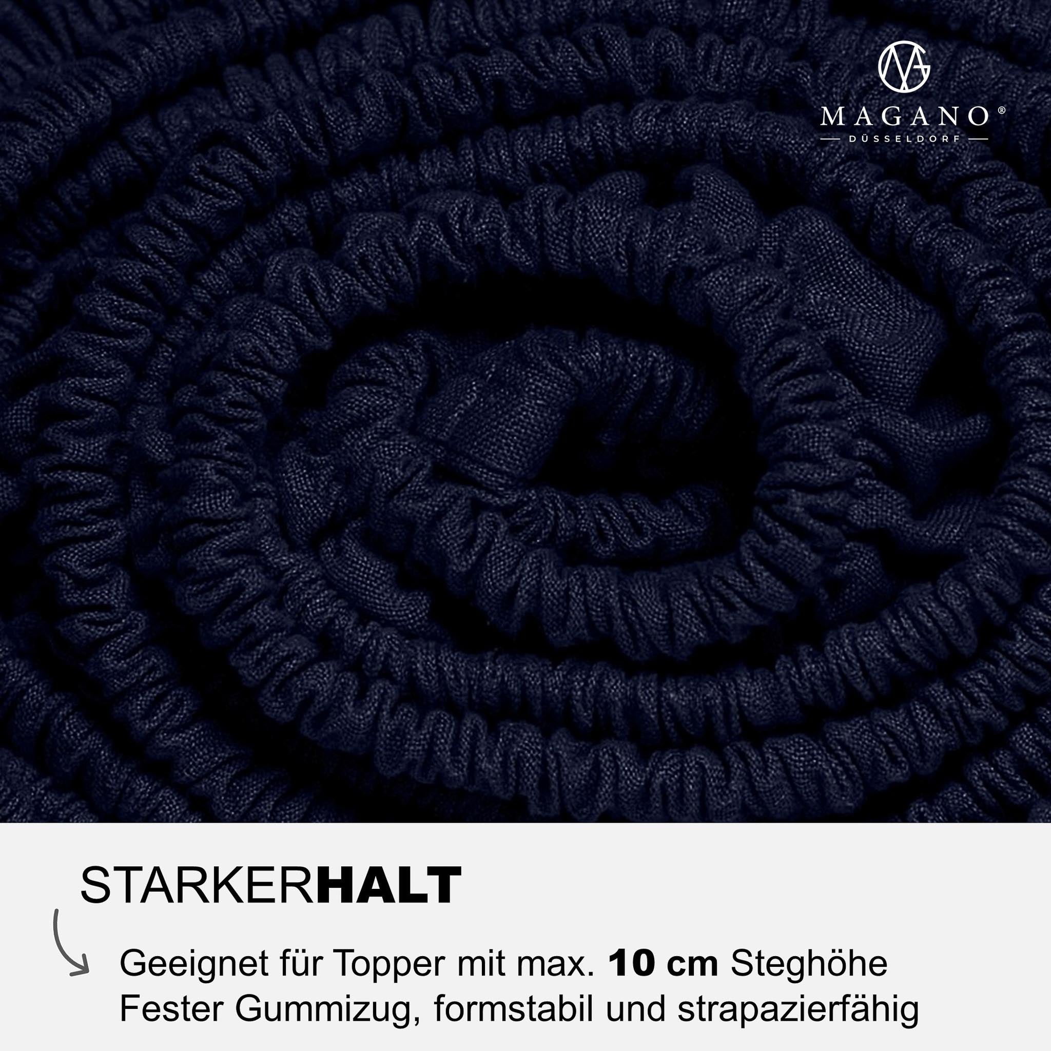 Luxus Spannbettlaken Bambus Baumwolle Satin Blau Boxspringbett Topper