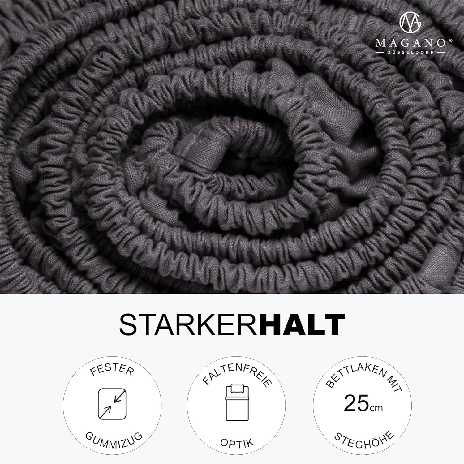 Luxus Spannbettlaken Bambus Baumwolle Satin grau 25cm Steghöhe