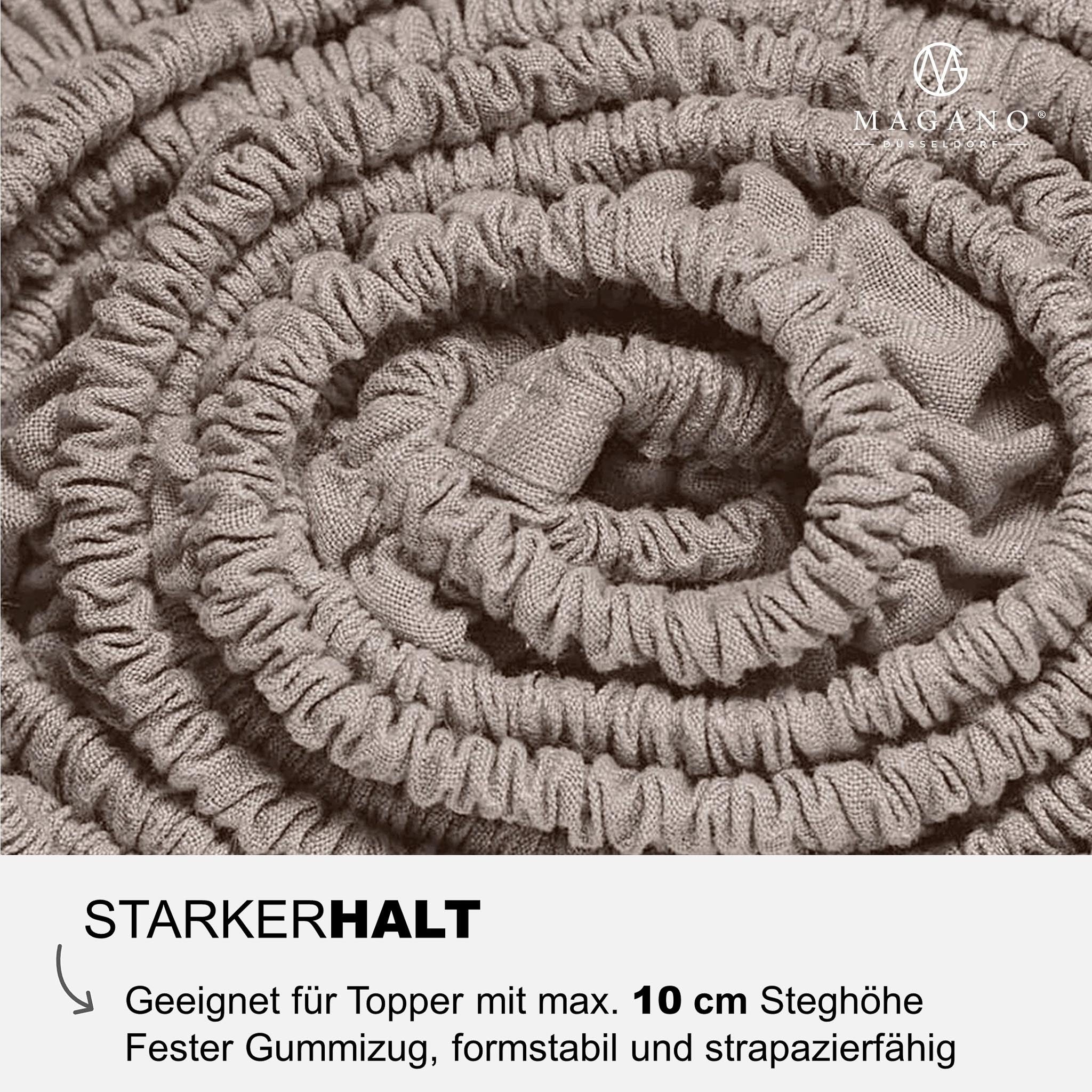 Luxus Spannbettlaken Bambus Baumwolle Satin taupe Boxspringbett Topper